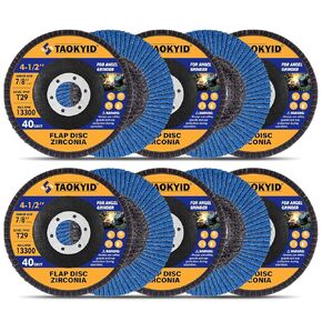 40 Grit Zirconia Flap Disc,4-1/2 Angle Grinder Sanding Disc,4.5" x 7/8" High Density Zirconia Grinding Disc,Angled T29 Flap Wheel for Grinding,Paint and Rust Removal-10 Pack