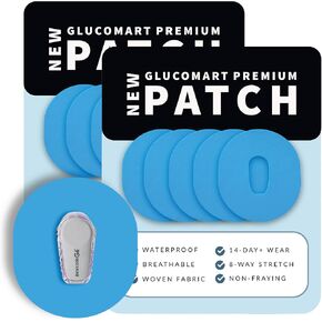 Glucomart Adhesive Patches for Dexcom G6 (10 Count) – Maximum Strength CGM Patches, Waterproof & Sweatproof, 10-Day+ Overpatch, Hypoallergenic Overlay, Blue