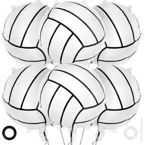 Basketball Balloons, 6 Pcs Metallic Foil Round Balloons, 22 Inch Large Mylar Basketball Balloons for Birthday Basketball Sports Themed Party