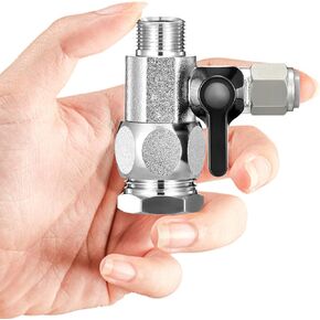 Refrigerator Water Line Splitter Angle Valve, 3/8"-3/8"-1/4" or G 1/2"-G 1/2"-1/4", with Push-to-Connect Fittings for 1/4" O.D. Tubing (Includes 1/4" to 3/8" Adapter)
