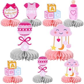 6 PCS Baby Shower Decorations Honeycomb Table Centerpieces Pacifier Welcome Baby Boy Table Toppers It's a Boy Honeycomb Centerpiece Decro for Gender Reveal Baby Shower Boys Birthday Party Decor Blue