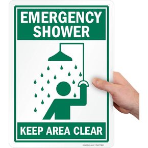 SmartSign "Emergency Shower Keep Area Clear" Sign | 10" x 14" Aluminum