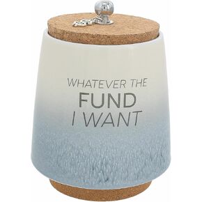 Pavilion Gift Company Whatever I Want-6.5" Ceramic Savings Bank, Blue, Beige, Brown