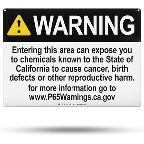 TRADESAFE Prop 65 Cancer and Reproductive Harm Warning Signs, Quick Install Aluminum Safety Sign, Light Reflective, UV-Resistant, Waterproof Signs for Business, 14" X 10" Proposition 65 Sign