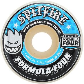 Spitfire Wheels Formula Four Conical Full White w/Blue Skateboard Wheels - 52mm 99a (Set of 4)