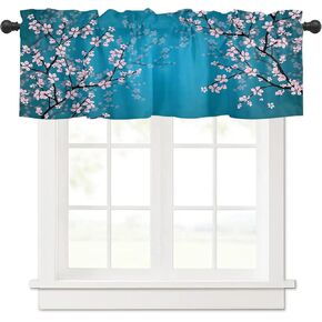 Window Valance Curtain Spring Cherry Blossoms Valance Tier Curtain Blackout Rod Pocket Curtain Valance for Kitchen/Bedroom/Living Room//Bathroom, 1 Panel, 54 x 18 Inch