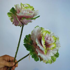 2Pcs Artificial Faux Cabbage Rose Flowers Stems Fake Silk Flower Branch for Home Decoration Wedding Kitchen Decoration (White)