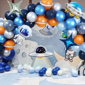 Felice Arts 162Pcs Boy's Birthday Different Blue Macaron Size Balloons Garland Kit Dark and Baby Blue Chrome White Balloons Arch Kit for Baby Shower Wedding Party Decoration