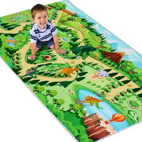 Dinosaur Rug Boys Dinosaur Playmat Rugs for Bedroom 31.5 x 59 Inches Dinosaur Activity Playmat Educational Play Car Rug Safari Road Rug for Boy Baby Playroom Girl Classroom Nursery Room Decor in Saudi Arabia