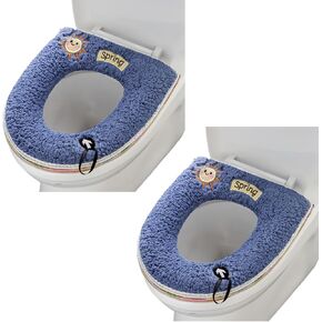 2Pcs Universal Waterproof Home Toilet Seat Cushion with Hanging Loop Bathroom Soft and Warm Washable toilet seat Cover Pads