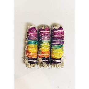 ecuador florida White Sage 7 Chakra 4 Inch Smudge Sticks with 7 Color Rose Petals - 3 Pack