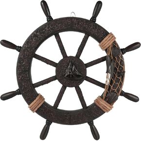 1pc Home Decor Rudder Pirate Decorations Home Decoration De Bautizo Para Niño Sailboat Ornament Nautical Ornament Ocean Seaside Decor Wall Hanging Ornament Wheel Picture