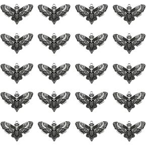 20PCS Skull Head Moth Pendant Alloy Gothic Moth Charms Death Head Insect Jewelry Charms For Jewelry Making DIY Bracelets Necklaces Crafts