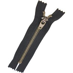 2pcs Black Metal Zipper for Jeans 3 inch - 5# Antique Brass Non Separating Zipper - Metal Zipper Y-Teeth Heavy Duty Replacement Upholstery Clothing-3" Close End Zippers for Sewing Bags