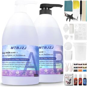 1.1 Gallon Quick Curing Epoxy Resin Kit - 4 Hrs Demold Upgrade - Clear & Bubble Free Epoxy - Fast Demold 1:1 Mix Resin - High Hardness for Art, Jewelry, Casting - Ideal for Beginners