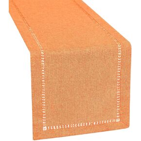 Grelucgo Farmhouse Rustic Hemstitched Orange Yellow Table Runner for Fall, Autumn, Halloween and Thanksgiving (14 x 48 inches)