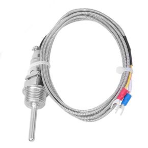 K Type Temperature Sensor, RTD Stainless Steel Thermocouple Temperature Probe with 2m / 6.6ft Cable, 1/2 NPT Detachable 3 Pin Connector