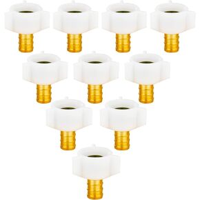 WHK Pex Fittings Adapter 1/2 inch X 1/2 Pex Female Fittings NPT PEX Swivel adapter,RV PEX Plumbing Fittings Brass Crimp Fitting Pex Faucet Connector (Brass,10Packs)