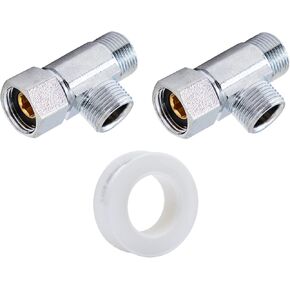 SUNGATOR 3/8" Compression Tee Valve, 3 Way Water Line Splitter, Add-Tee Valve 3/8" Compression Inlet x 3/8" Compression Outlet x 3/8" Compression Outlet, No Lead Brass with A Sealing Tape(2PCS)