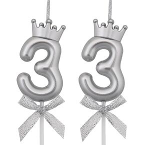 33 Birthday Candles, 33rd Cake Candles, Silver Happy Birthday Number 33 Candles Cake Topper Decorations for Party Men Women