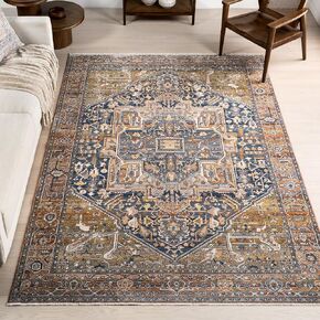 nuLOOM Harriet Vintage Medallion Fringe Area Rug - 4x6 Area Rug Traditional Rust/Multicolor Rugs for Living Room Bedroom Dining Room Kitchen