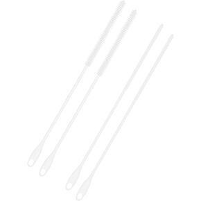 4pcs Silicone Straw Brushes, 6mm+8mm Long Straw Cleaner Reusable Hanging Bottle Straw Washing Tool Bendable Crevice Cleaning Brush Slim Pipe Brush for Glass Metal Straw (Pink)