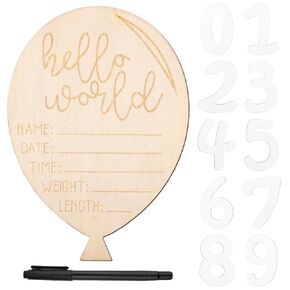 Baby Announcement Sign, Premium Poplar Plywood Balloon Shape Baby Birth Announcement Sign Baby Hospital Announcement Sign for Parents to Record Baby Birth Information and Growth