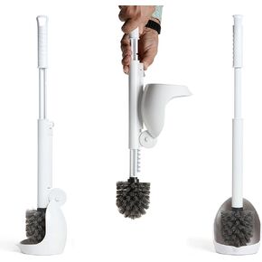 ELYPRO Drip-Free Toilet Brush with Holder - Hygienic White Bathroom Bowl Cleaner, Portable Scrubber with Unique No-Drip Caddy, Ideal for Home, RV, Boat