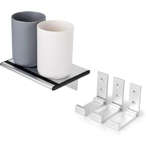Modern Magnetic Rack wall Mount made of aluminum magnetic rack plastic cups with metal plate folding hooks folding shelf, Silver