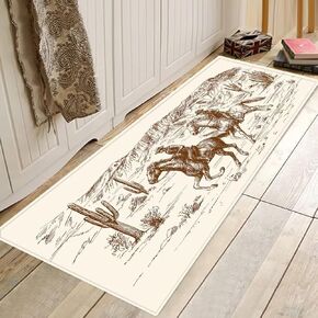 Western Kitchen Rugs Set,Country Theme of American Wild West Desert Cowboy Comfort Mat Cushioned Floor Mats Washable Doormat Anti Fatigue Non-Slip Bathroom Runner Rugs Bedroom Area Carpet