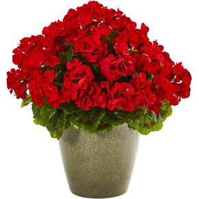 Nearly Natural 17in. Geranium Artificial Plant UV Resistant (Indoor/Outdoor)