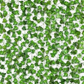 CQURE 12 Pack 84Ft Artificial Ivy Garland, Fake Vines UV Resistant Greenery Leaves Fake Plants Hanging Aesthetic Vines for Home Bedroom Party Wall Room Decor