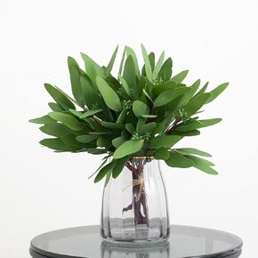 Woooow Artificial Eucalyptus Long Oval Leaf Stem Eucalyptus Spray Artificial Greenery Leaves for Wedding Greenery Holiday Greens Decor(8 Pack)