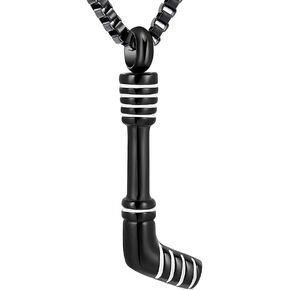 XSMZB Hockey Stick Cremation Jewelry for Ashes Pendant Locket Holder Ashes for Pet/Human Stainless Steel Keepsake Memorial Urn Necklace