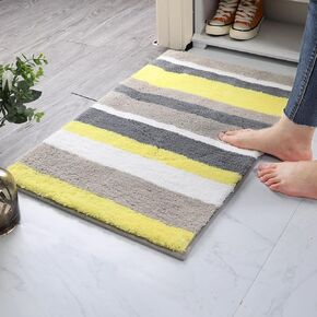 Bathroom Rugs Bath Mat, Super Soft and Water Absorbent Microfiber Striped Bath Rugs, Non-Slip Shaggy Bath Mats, Extra Thick Machine Washable Carpet for Tub Shower Bath Room 32"x20" Purple