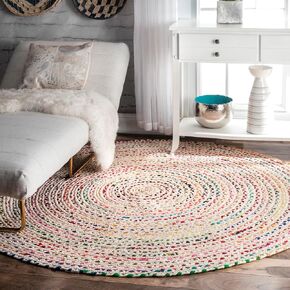 nuLOOM Tammara Bohemian Hand Braided Area Rug, Oval 3x5, Ivory