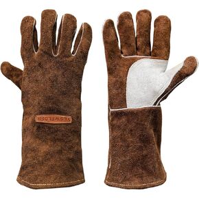 YESWELDER 14-Inch Welding Gloves - Cow Leather, Heat/Fire Resistant for Forge/Mig/Stick Welding, Oven/Grill/Fireplace Mitts with Soft Lining - Ideal for Furnace/Stove/Pot/Wood Burner/BBQ