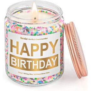 Happy Birthday Candle Gifts for Women, Vanilla Cream Birthday Candle, Unique Birthday Gifts for Her Best Friend Women, 7oz Soy Wax Scented Candle