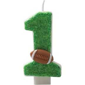 Birthday Number 1 Candles,Green Football Birthday Candles for Cake,Number 1 Candle Cake Topper for Anniversary Celebrations Supplies (Number 1)
