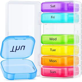AUVON Extra Large Weekly Pill Organizer, Portable Separate Pill Box 7 Day Slots Fit Pocket & Purse, Pill Case with Dual Protection for Travel, Pill Container for Big Vitamins, Fish Oils, Supplements