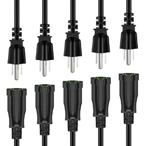 Power Extension Cord 0.5FT/6Inch(2 Pack), Short 3 Prong Electric Extension Cable Outlet Saver, Single Outlet, Heavy Duty, Waterproof, Flexible, 16 AWG, 13A 125V, Extender Wires with 15 Cable Ties