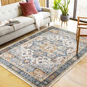 Asrug 3x5 Vintage Area Rug-Machine Washable Doormat Rug Low Pile Distressed Mat Medallion Floor Cover Carpet with Non-Slip Backing for Living Room Dinning Room Bedroom Entrance Indoor，Pink