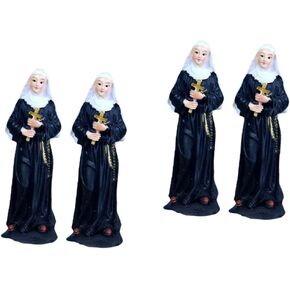 Home Accessories 2Pcs Nun Virgin Statue Decorations for Home Table top Decor Goddess Sand Table Adorn Resin Sand Table Decor Holy Virgin Statue Mother Catholic Figures