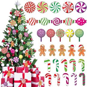 60 Pcs Peppermint Floor Decals Stickers Christmas Candy Floor Decals Gingerbread Man Lollipop Sticker Self Adhesive Christmas Wall Decor Window Clings for Christmas Candy Party Decoration (Red, Green)