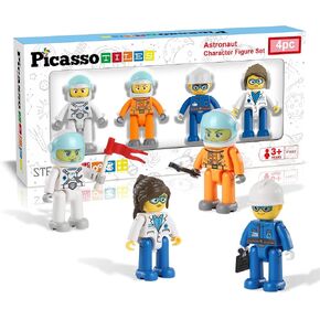 PicassoTiles 7pc Magnetic Animal Action Figure Set for Magnet Building Block Educational STEM Learning Kit Construction Toy Pretend Playset Child Brain Development HandEye Coordination Training PTA07