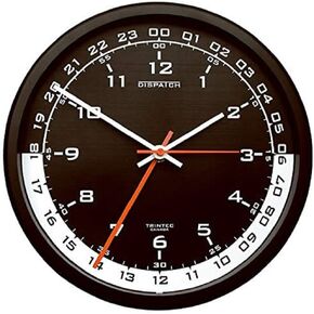 Trintec 12 & 24 Hour Military Time Swl Zulu Time 24hr Wall Clock - Black Dial with White Moon DSP04