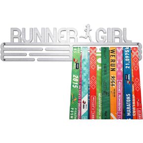RUNNER GIRL Sport Medal Hanger Display | Stainless Steel Medal holder | up to 48 medals