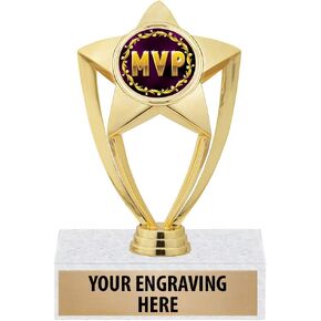 Crown Awards MVP Trophy - 6" Gold Star MVP Recognition Trophies Prime