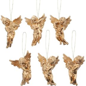 30pcs Valentine's Cupid Angel Ornament Angle Xmas Statue Figurine Xmas Angels Tree Ornament Christmas Tree Decorations Fireplace Gold 2.3in