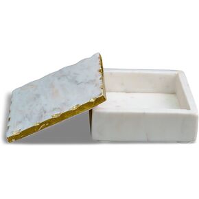 صندوق مجوهرات مربع من الرخام الأبيض مقاس 5 بوصات مع غطاء 70101 in Kuwait